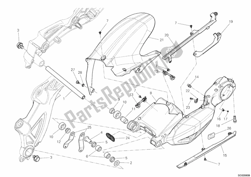 Toutes les pièces pour le Bras Oscillant du Ducati Diavel USA 1200 2012